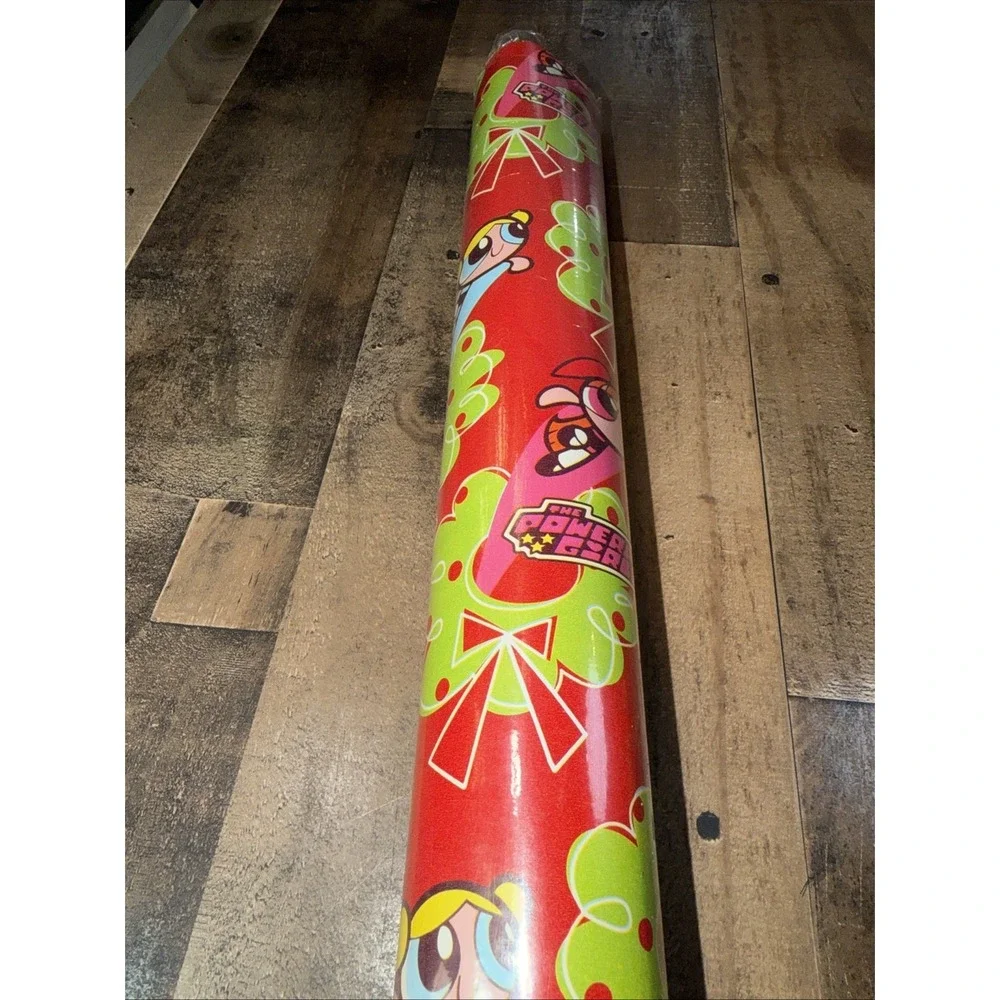 Vtg 2000 POWERPUFF GIRLS Christmas Wrapping Paper Roll 40 Sq Ft Toys R Us Excl